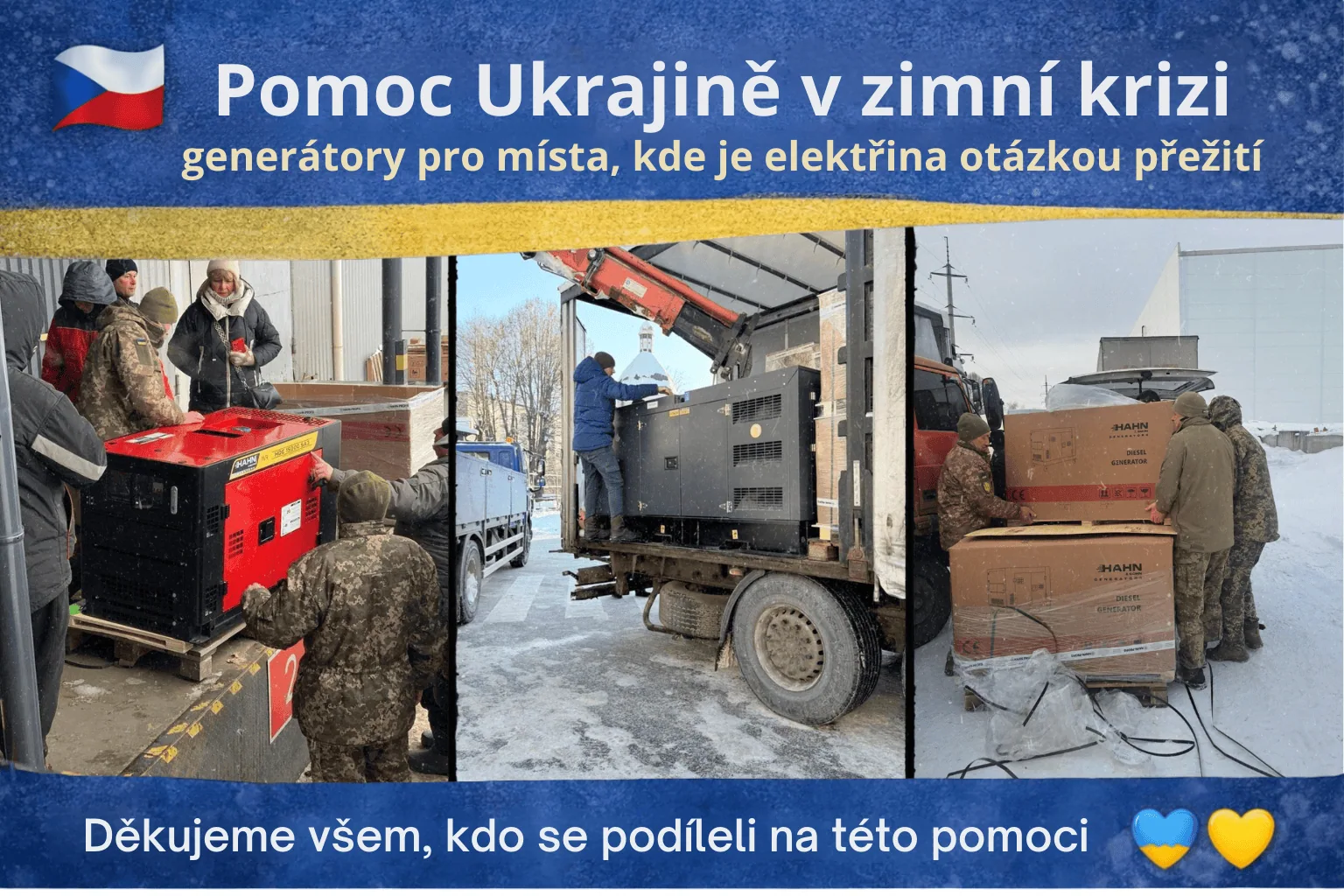 Pomoc Ukrajině v zimní krizi: generátory pro místa, kde je elektřina otázkou přežití